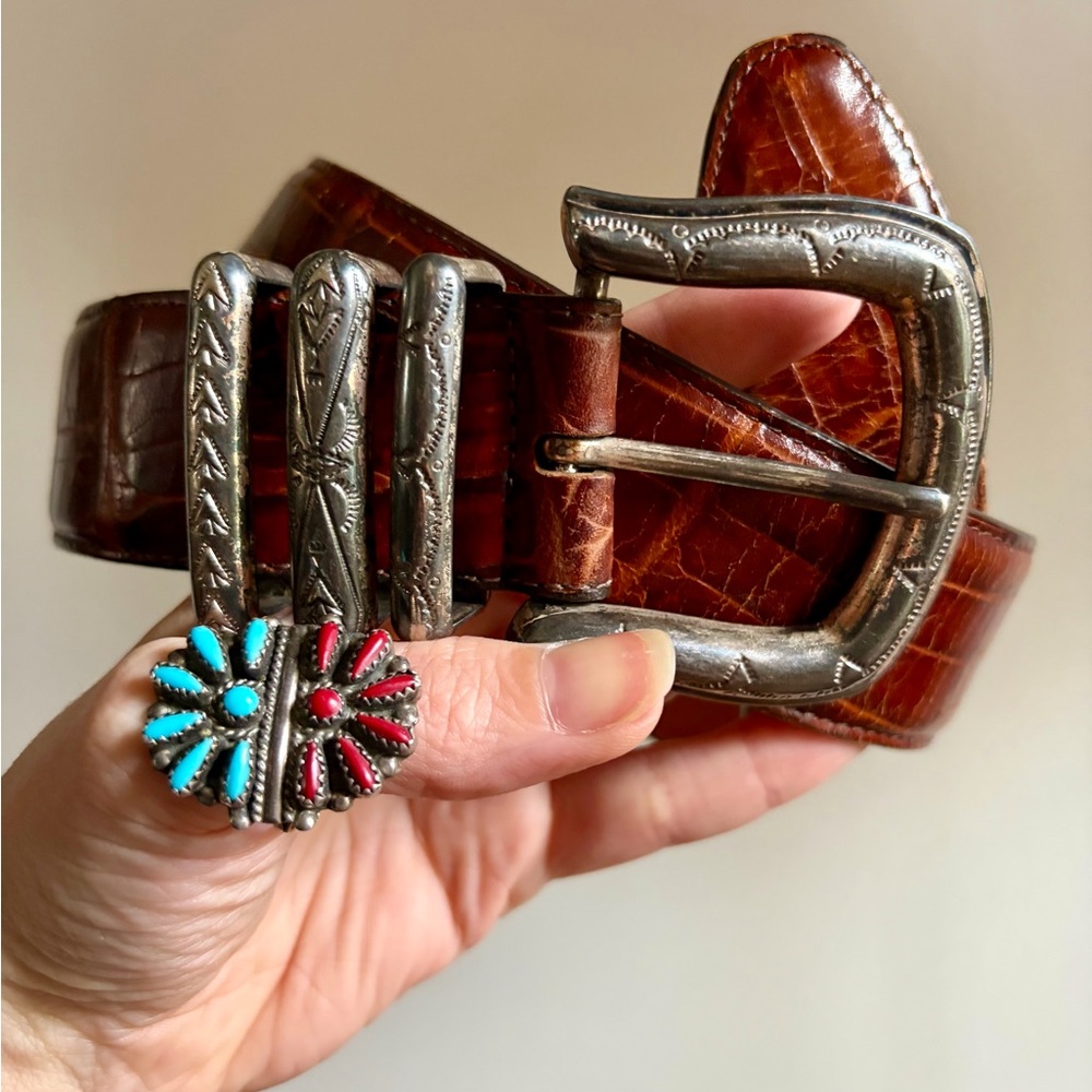 VTG 90s Western Leather croc belt